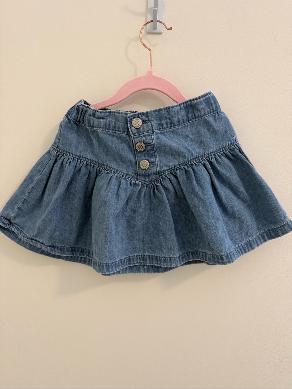 Girls Denim Ruffled Button-Front Skirt - Blue Size 4/5 100% cotton